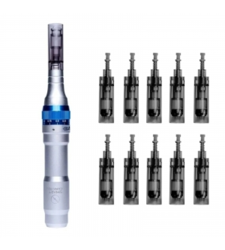 Kit Caneta DermaPen + 10 Cartuchos com 137 Agulhas Para Microagulhamento - Smart GR